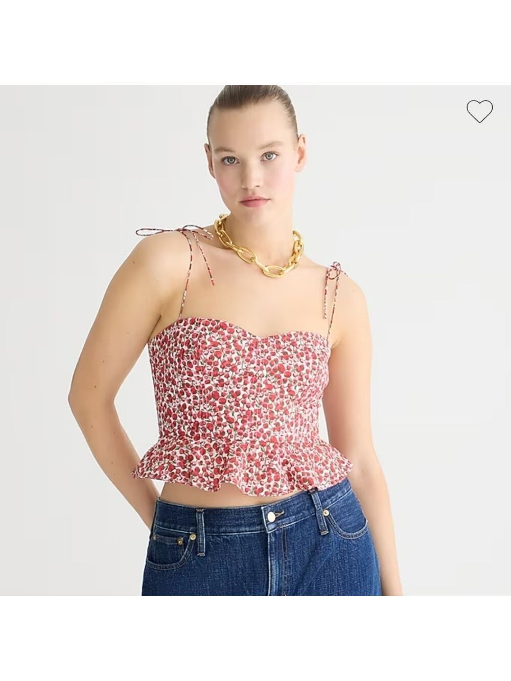 J Crew Cropped bustier peplum top in Liberty® Eliza's Red fabric Sz 00 NWT